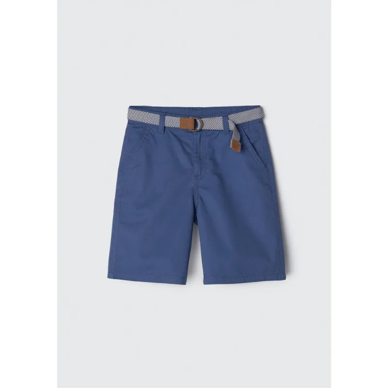 Bermuda Infantil Menino Em Sarja Com Cinto - Azul 008