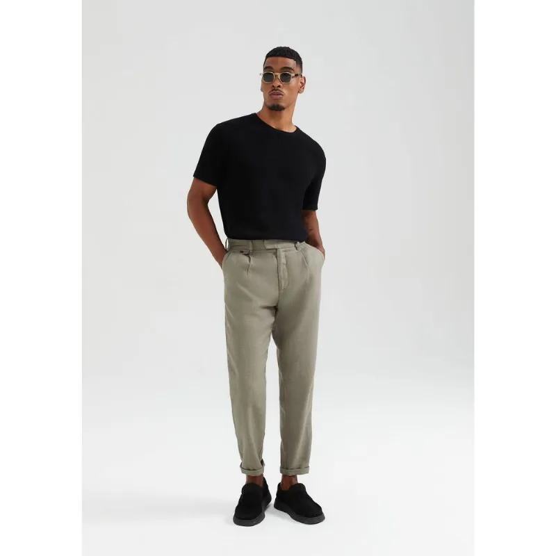 Calça Masculina Reta Em Rami - Verde 042