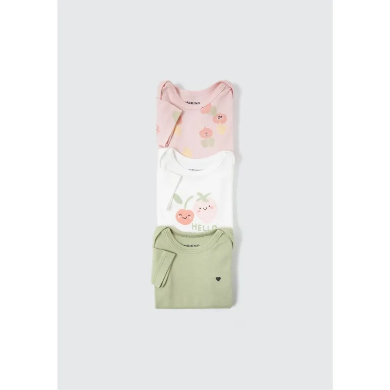 Kit Com 3 Bodies Bebê Menina Em Ribana - Multicolorido 06M