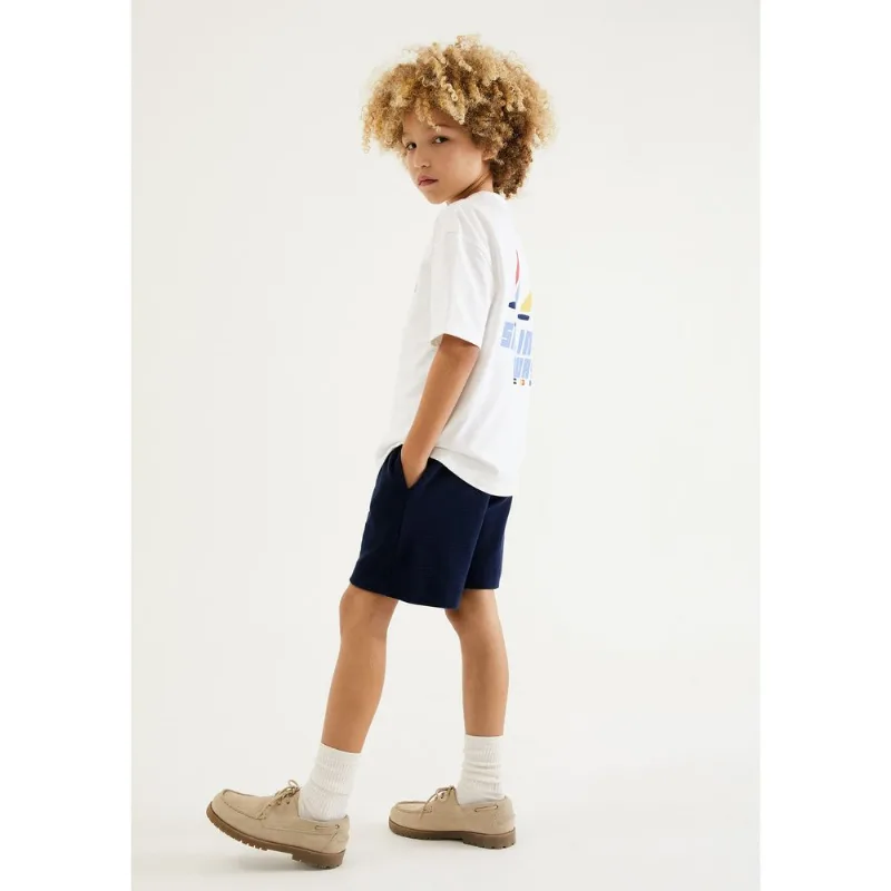 Bermuda Infantil Menino Em Malha Texturizada - Azul 006