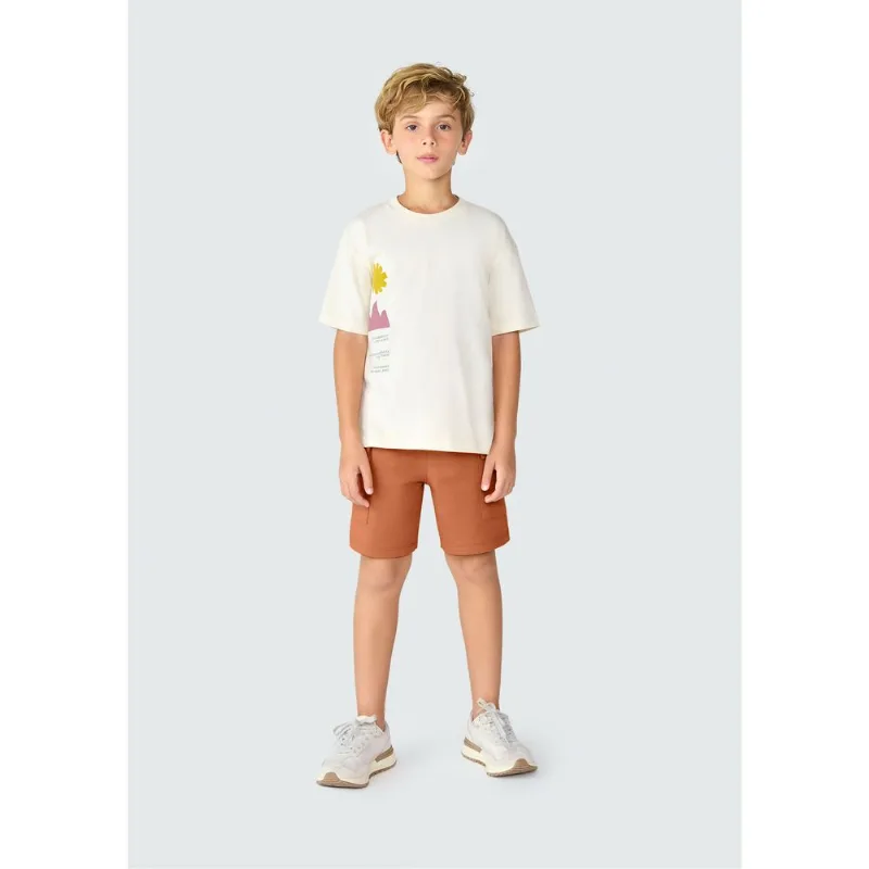 Bermuda Infantil Menino Em Moletom Cargo - Marrom 010