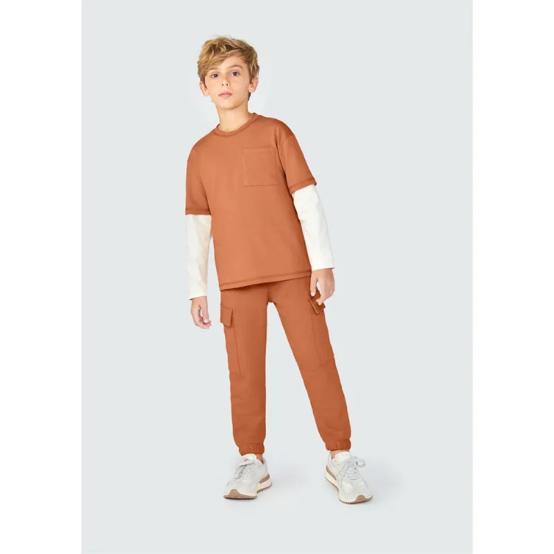 Calça Infantil Menino Jogger - Marrom 010