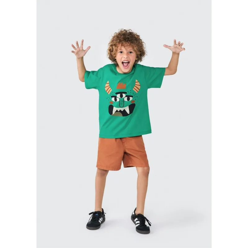 Camiseta Infantil Unissex Com Apliques - Verde 004