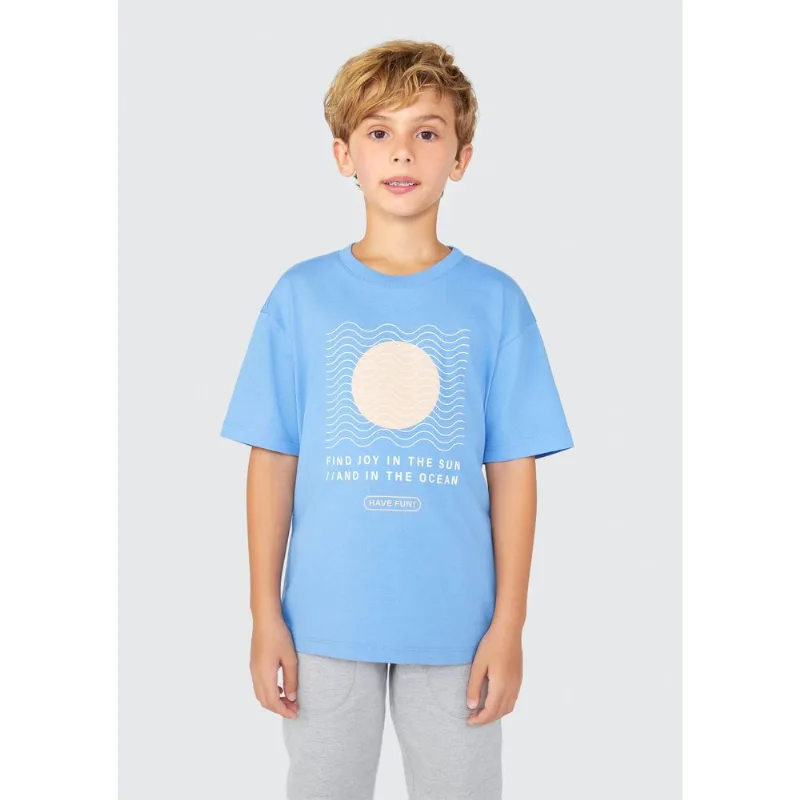 Camiseta Infantil Menino Manga Curta Oversized - Azul 014