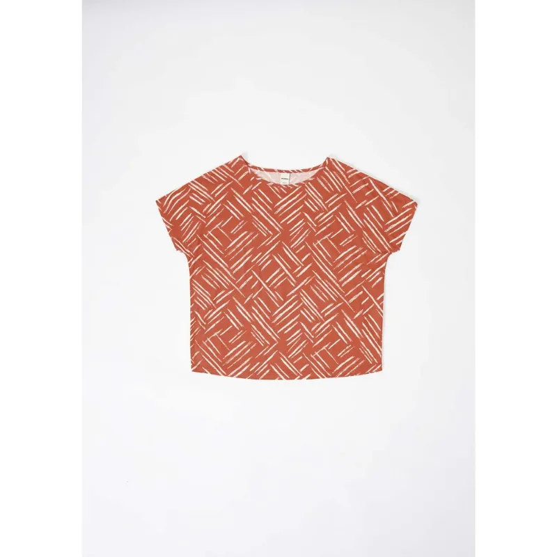 Blusa Feminina Manga Curta Estampada - Laranja XP