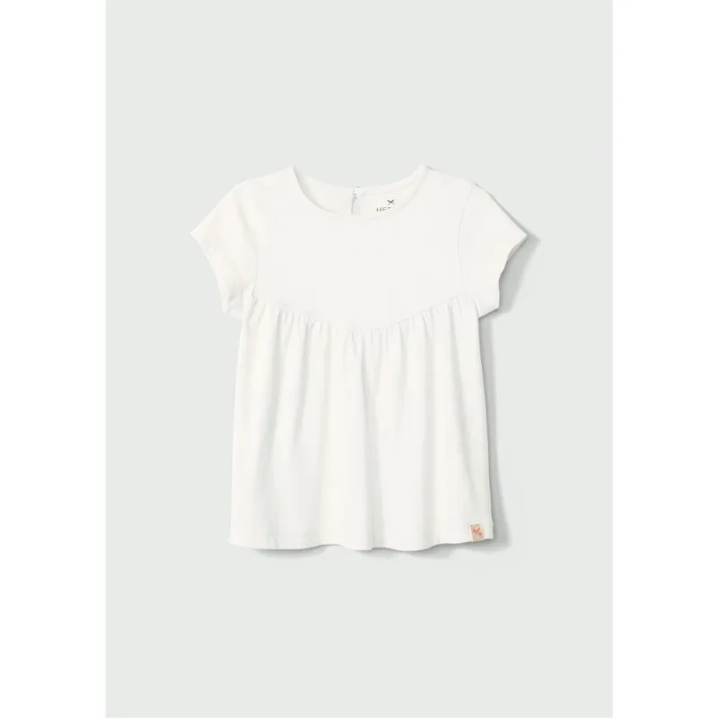 Blusa Infantil Menina Toddler Manga Curta - Off white 001
