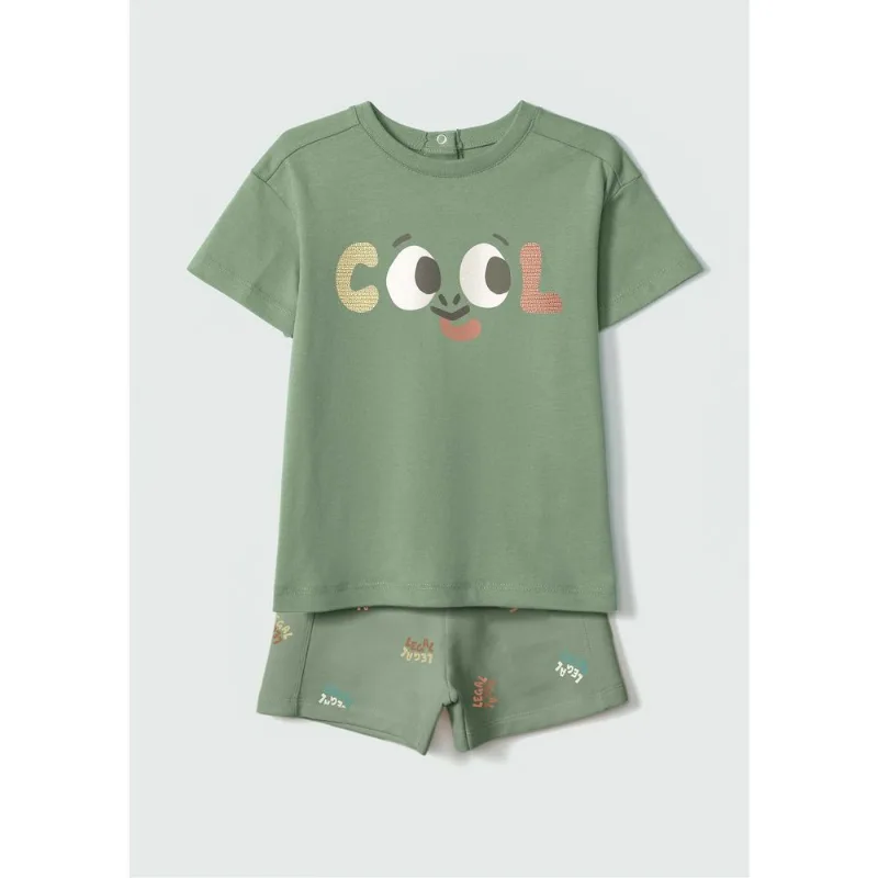 Conjunto Curto Infantil Menino Toddler Em Moletom - Verde 004