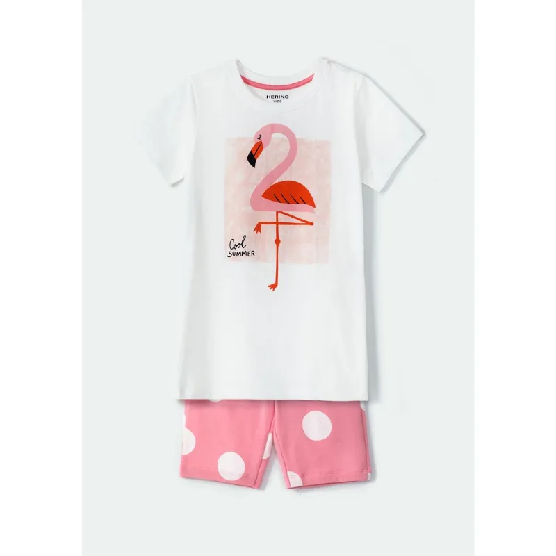 Conjunto Infantil Menina Curto Com Estampa - Off white 006