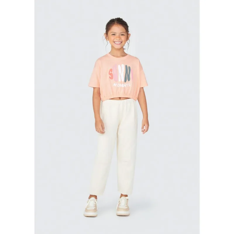 Blusa Cropped Infantil Menina Com Estampa - Laranja 012