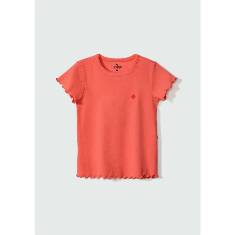 Blusa Manga Curta Infantil Menina Em Ribana - Laranja 014