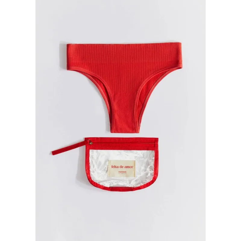 Calcinha Cintura Alta + Necessaire - Vermelho XG