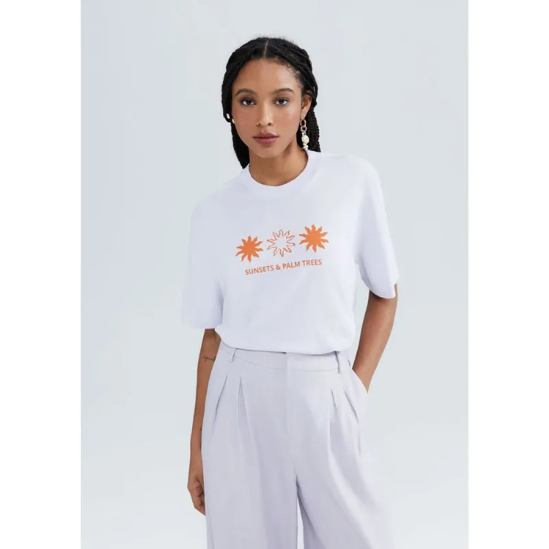 Blusa Feminina Manga 3/4 Com Estampa - Lilás P