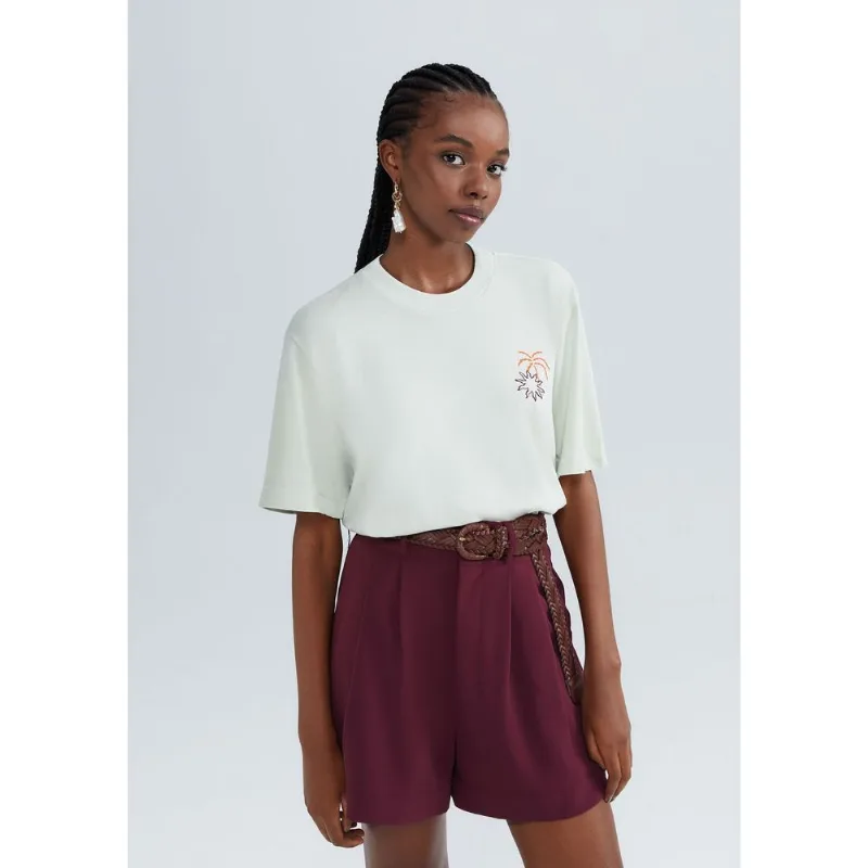 Blusa Feminina Manga 3/4 Com Estampa - Verde M
