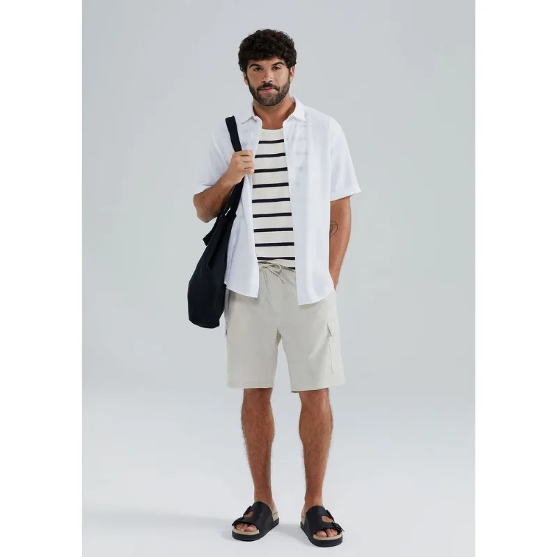 Shorts Masculino Cargo Com Linho - Bege G
