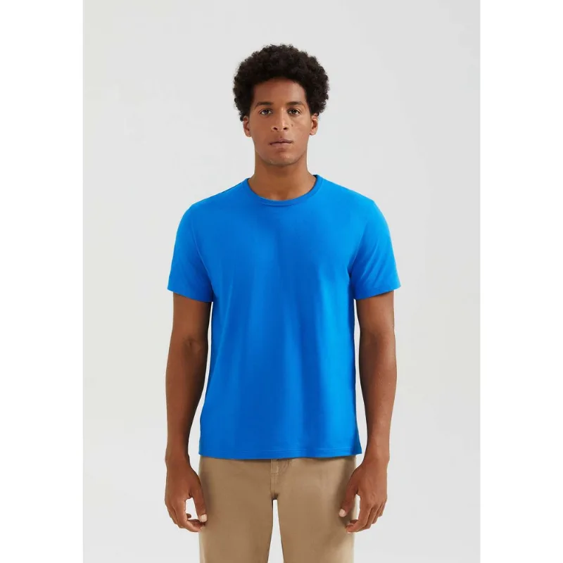 Camiseta Básica Masculina Manga Curta Slim - Azul P