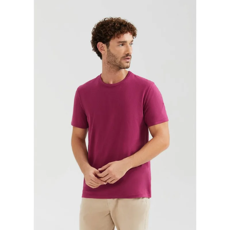 Camiseta Básica Masculina Manga Curta Slim - Vinho G