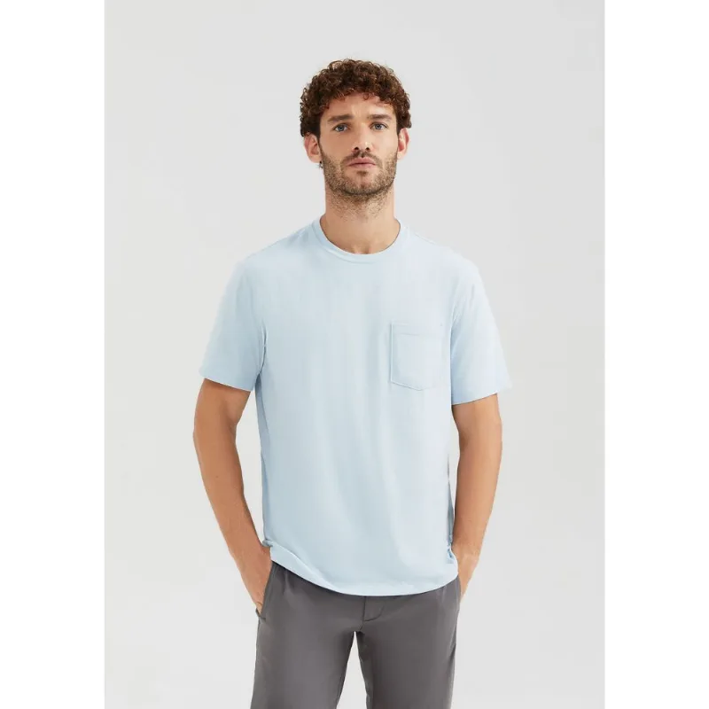 Camiseta Básica Masculina Comfort Super Cotton Com Bolso - Azul G