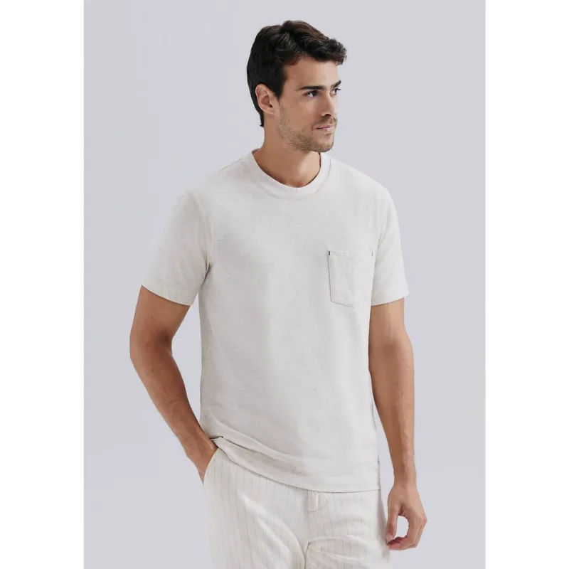 Camiseta Básica Masculina Manga Curta Texturizada Brisa - Bege XG