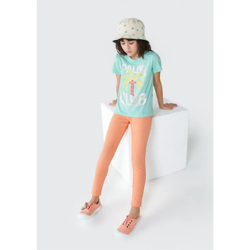 Blusa Infantil Menina Manga Curta Com Estampa - Verde 006