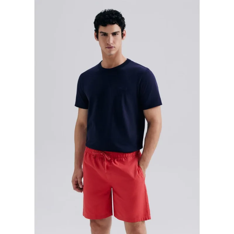Bermuda Masculina Em Sarja Com Linho - Vermelho XG