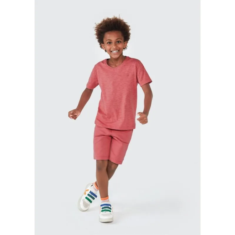 Bermuda Básica Infantil Menino Em Moletom - Vermelho 010