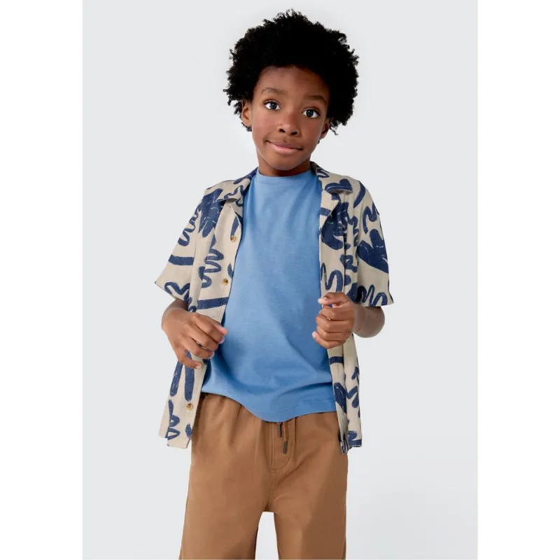 Camiseta Básica Infantil Menino Manga Curta Slim - Azul 014