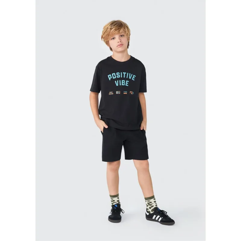 Bermuda Infantil Menino Em Malha Texturizada - Cinza 010