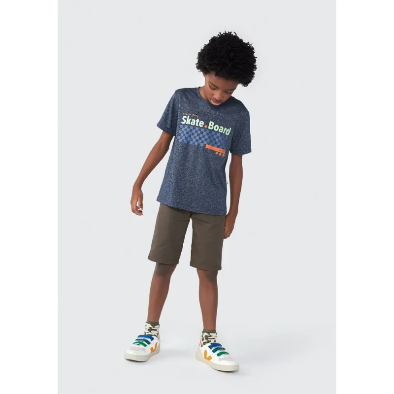Camiseta Infantil Menino Manga Curta Tradicional Com Estampa Hering Kids - Cinza 012