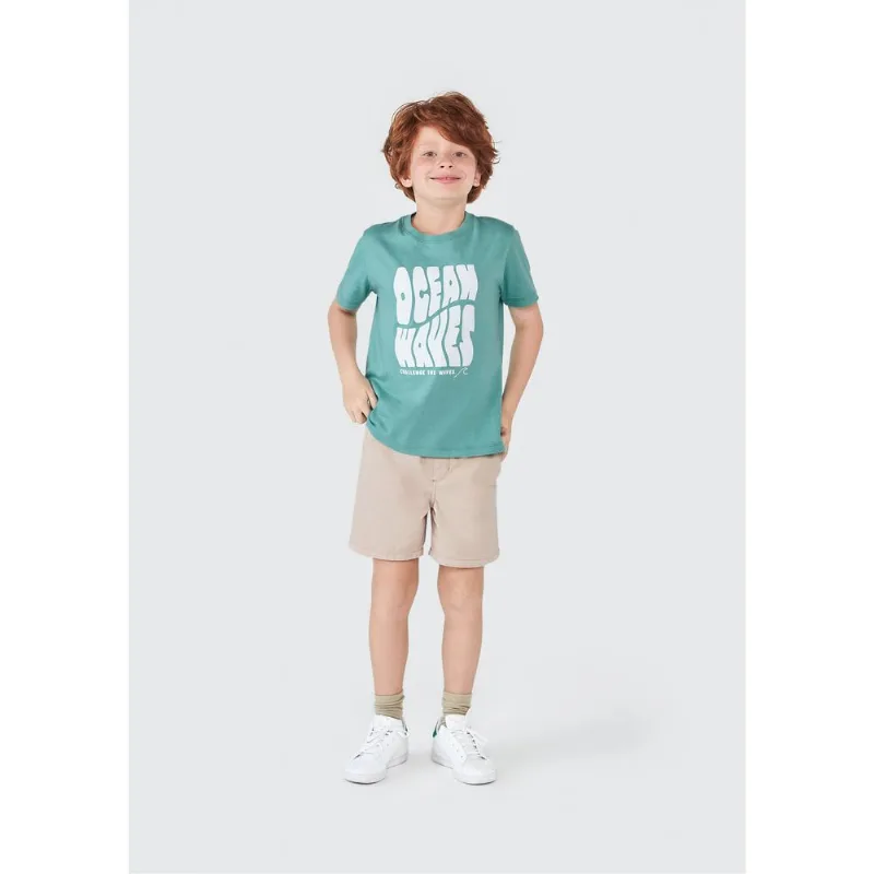 Camiseta Infantil Menino Manga Curta Com Estampa - Verde 010