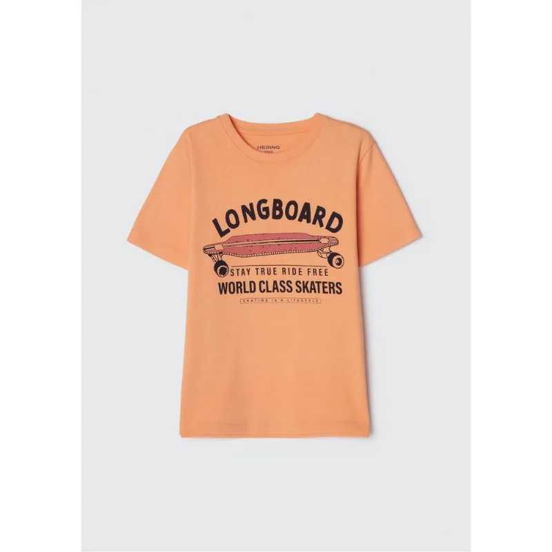 Camiseta Infantil Menino Manga Curta Com Estampa - Laranja 010