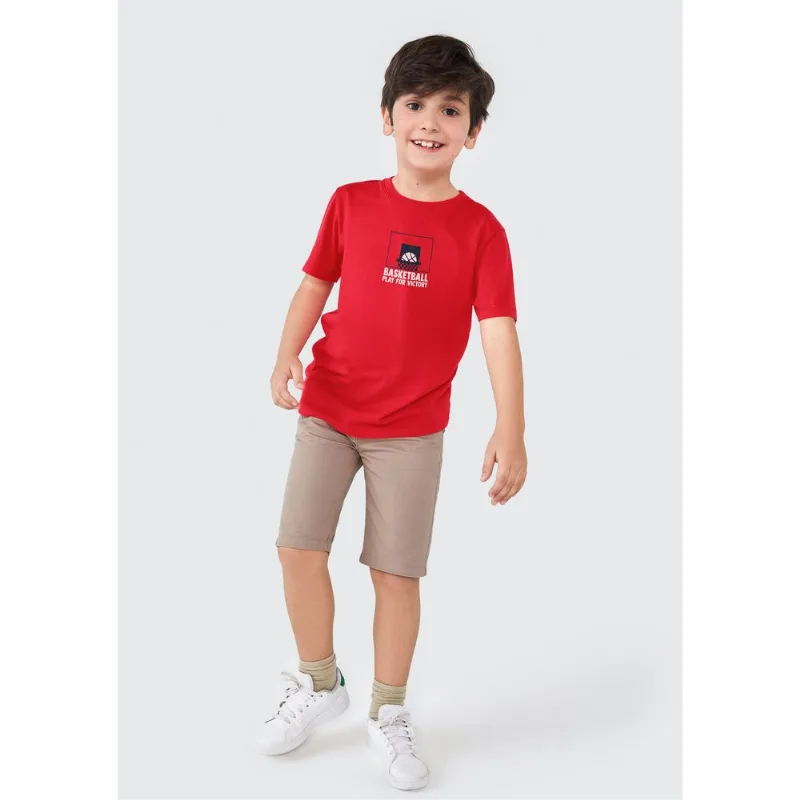 Camiseta Infantil Menino Manga Curta Com Estampa - Vermelho 012