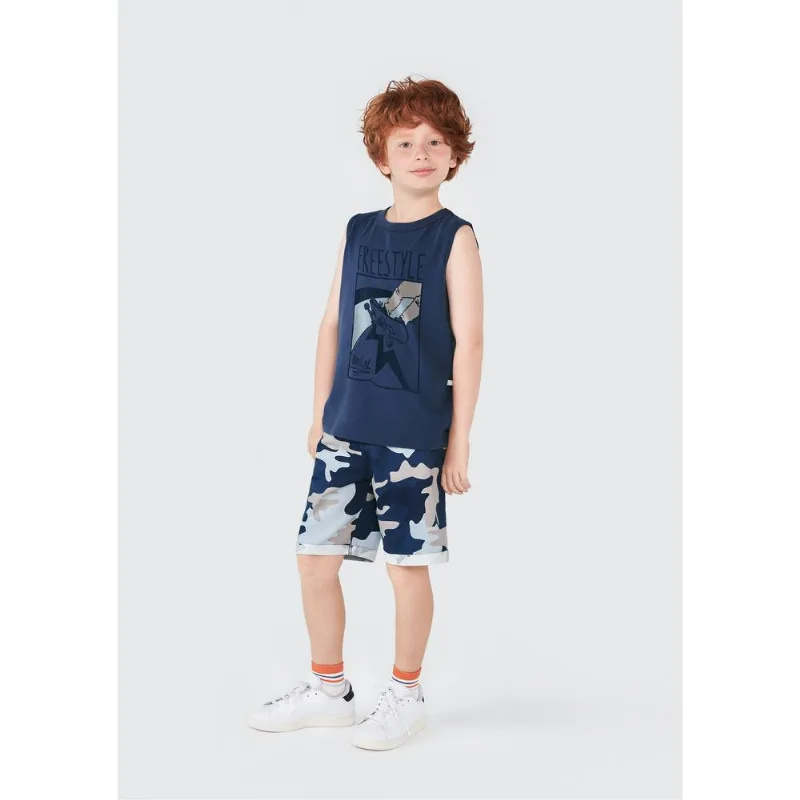 Conjunto Curto Infantil Menino Com Estampa - Azul 012