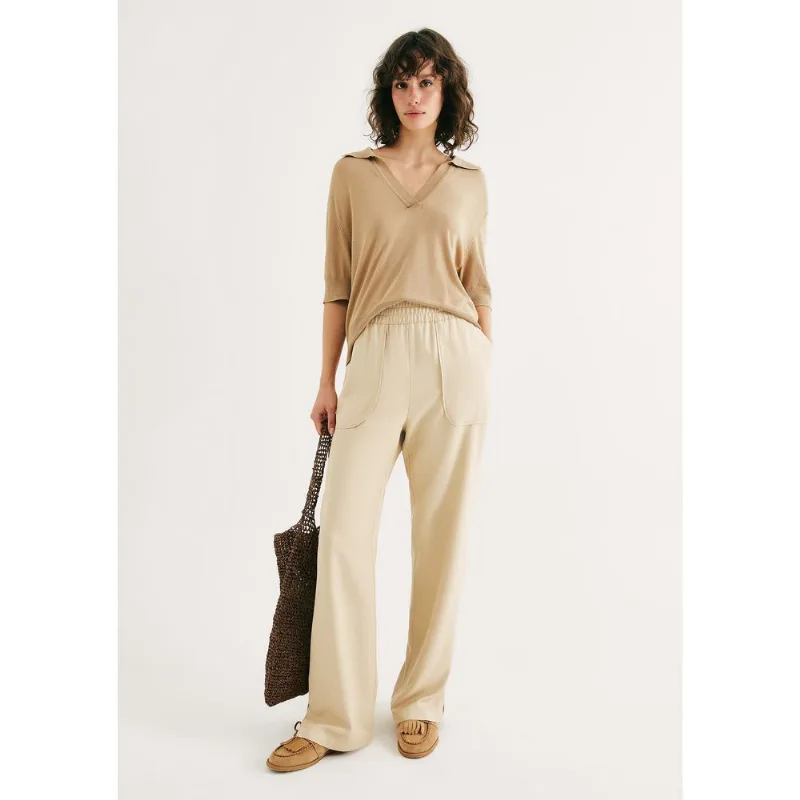 Calça Feminina Carrot Cintura Alta Em Viscose Creponada - Creme M