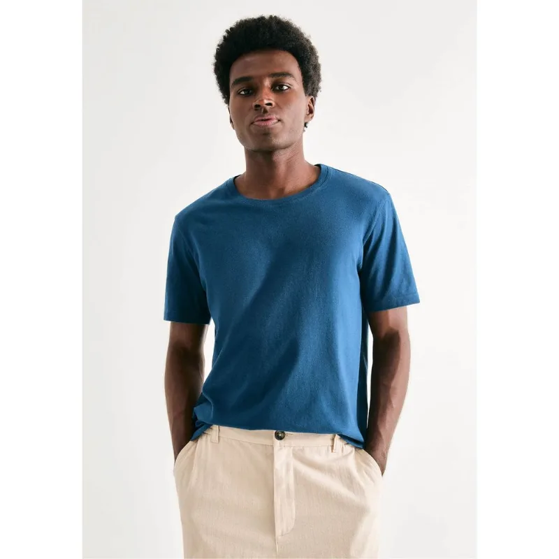 Camiseta Básica Unissex Manga Curta Regular World - Azul EXG