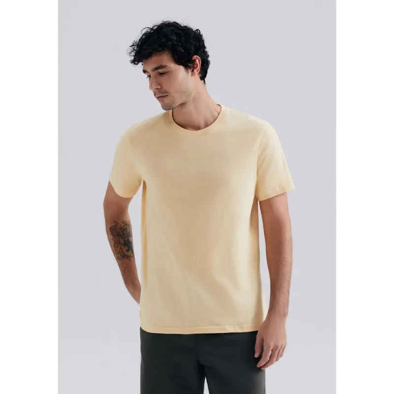 Camiseta Básica Unissex Manga Curta Regular World - Amarelo XG