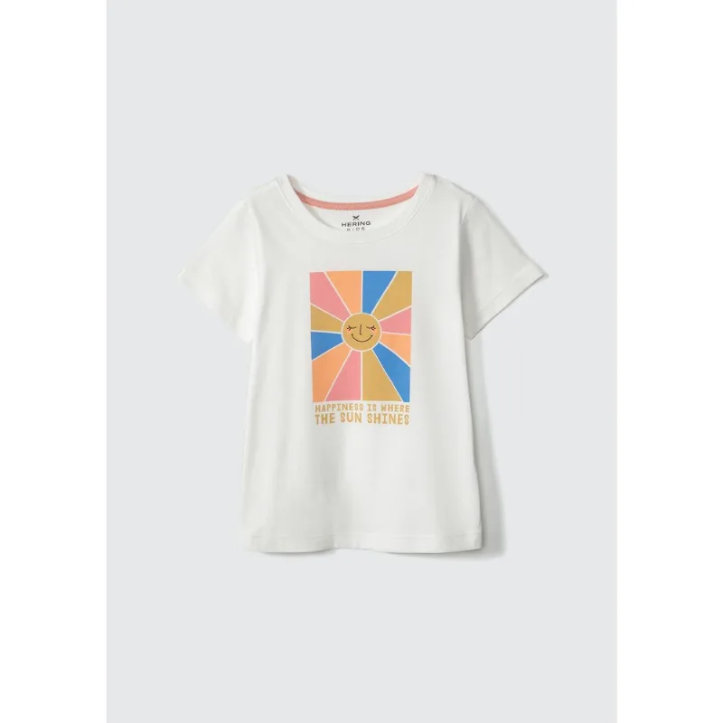 Blusa Infantil Menina Manga Curta Com Estampa - Off white 010