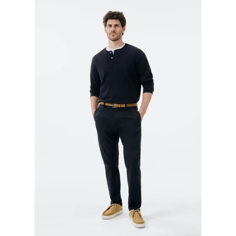 Calça Masculina Chino Taper Com Linho - Preto 038