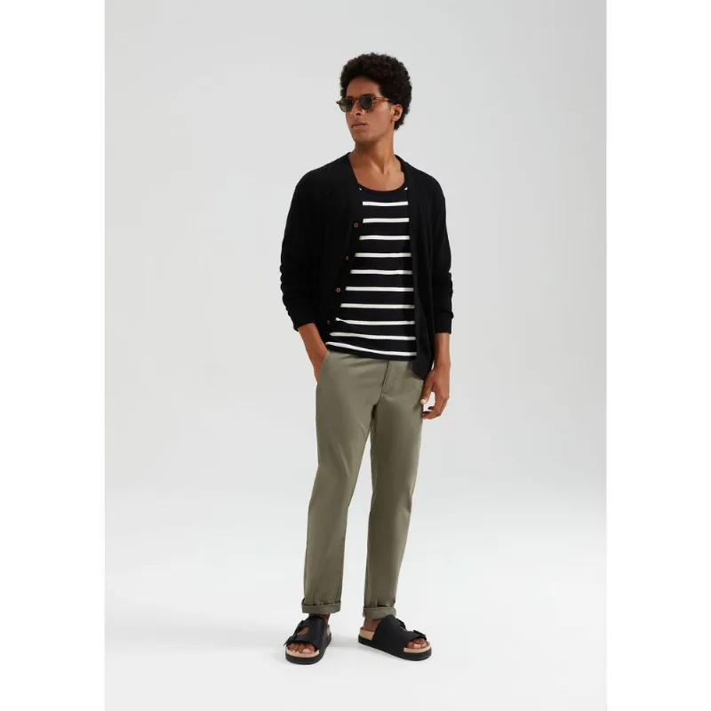 Calça Masculina Chino Slim Em Sarja Empapelada - Verde 040