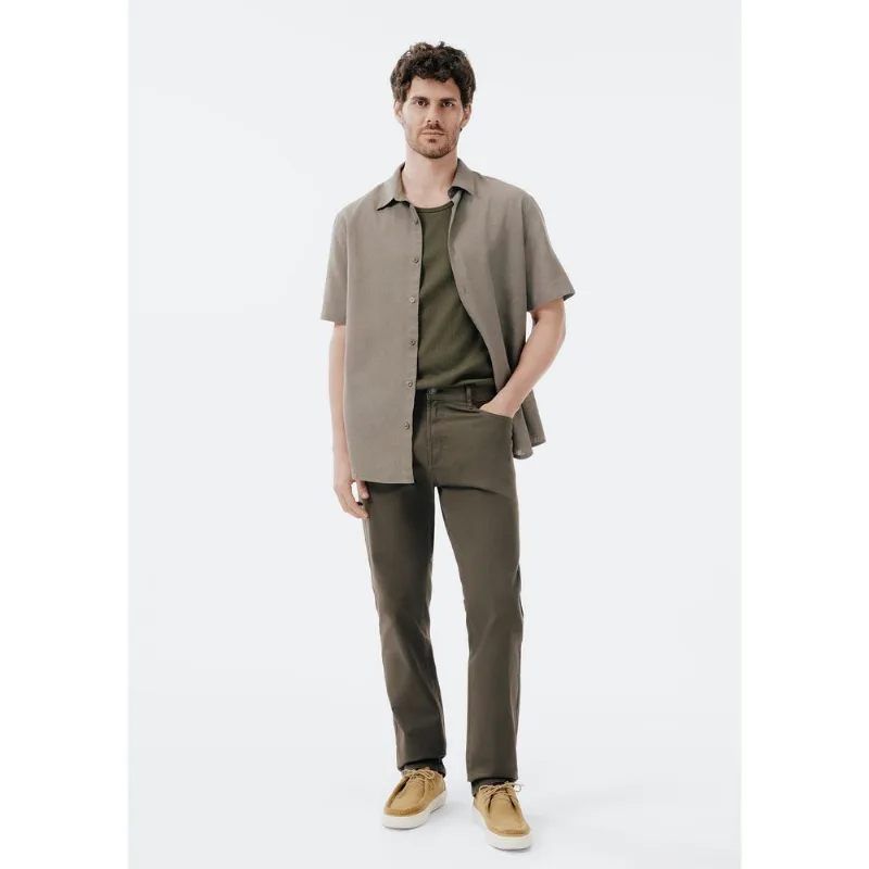 Calça Masculina Slim Em Sarja - Verde 046