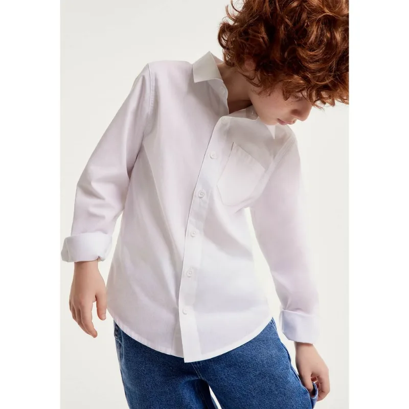 Camisa Infantil Menino Manga Longa Com Bolso - Branco 010