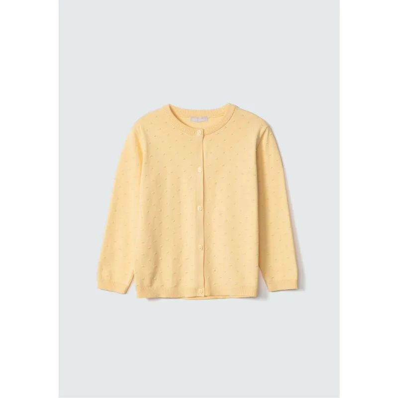 Cardigan Infantil Menina Toddler Em Tricô - Amarelo 002