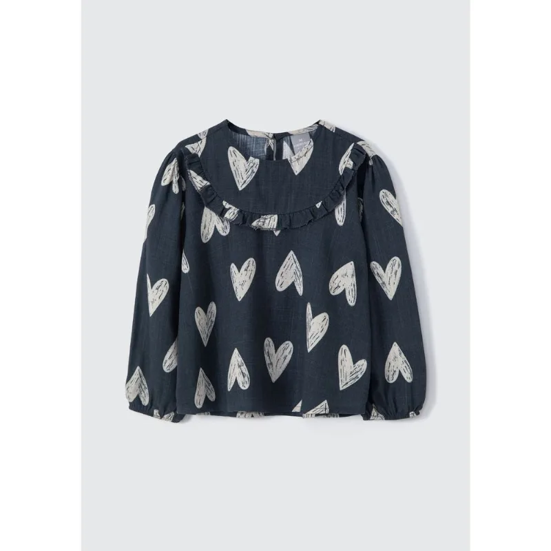 Blusa Bata Infantil Menina Toddler Com Babado - Cinza 003