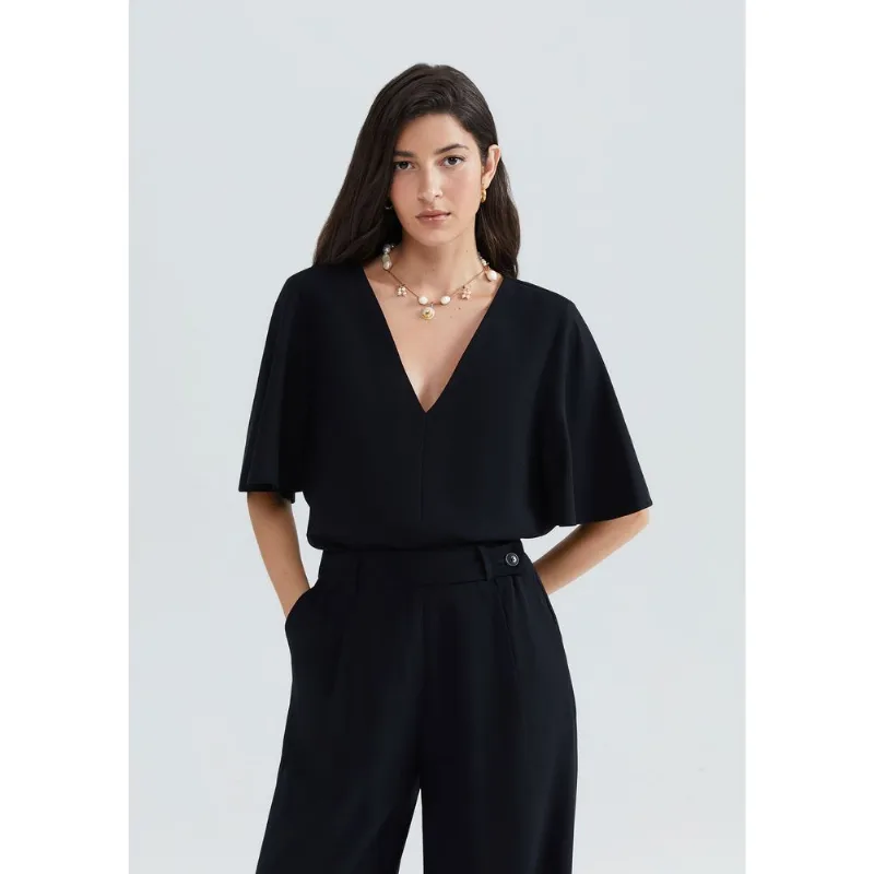 Blusa Feminina Manga Sino Em Peach Touch - Preto XG