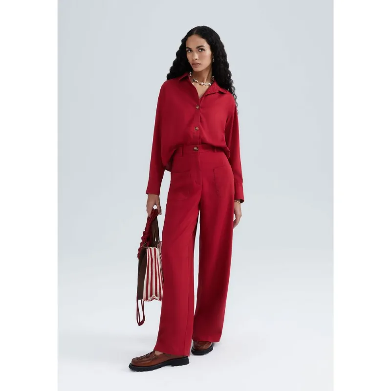 Calça Feminina Reta Cintura Alta Eco - Vermelho 038
