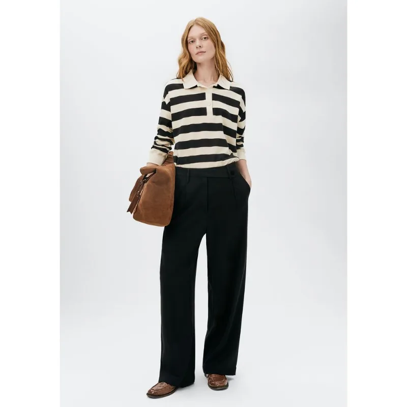 Calça Feminina Reta Cintura Alta Peach Touch - Preto 036