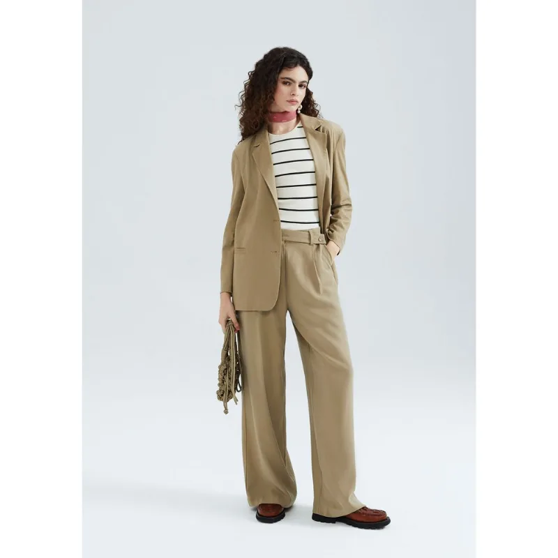 Calça Feminina Reta Cintura Alta Peach Touch - Caqui 040