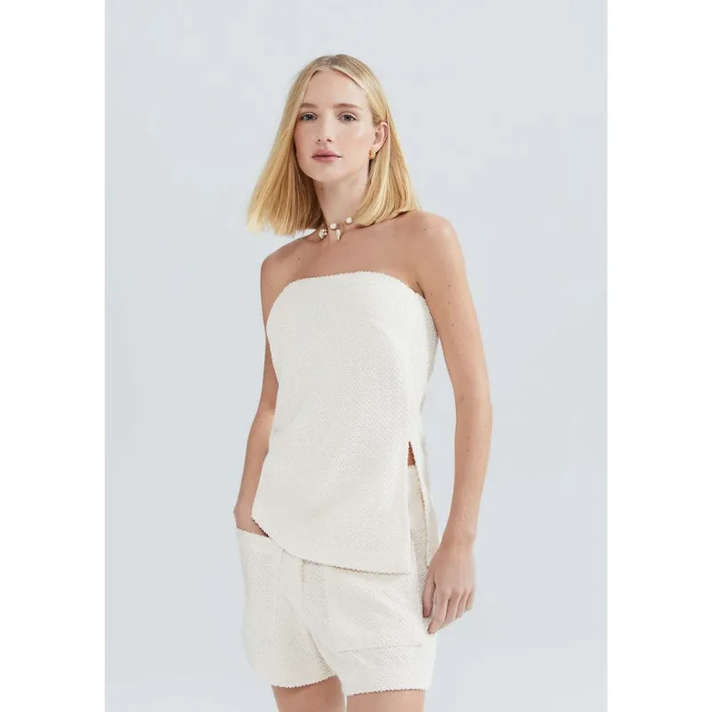 Blusa Feminina Sem Alças Barra Assimétrica - Off white M