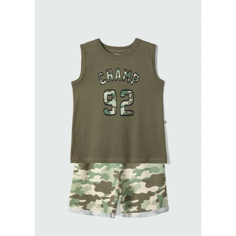Conjunto Curto Infantil Menino Com Estampa - Verde 010