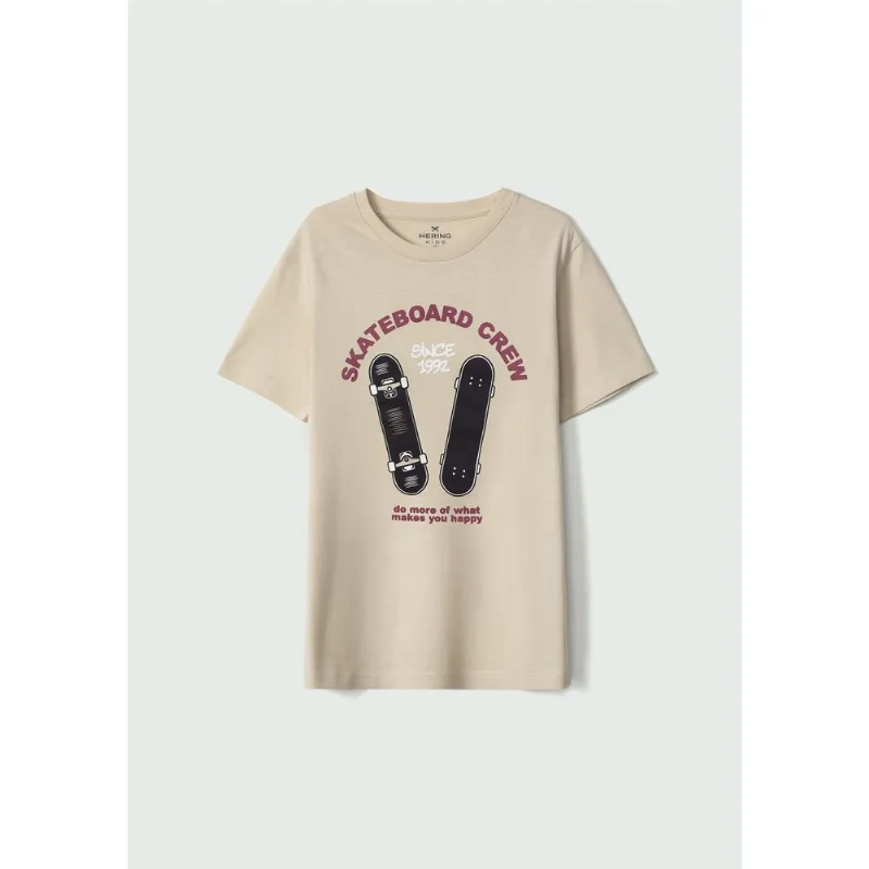 Camiseta Infantil Menino Manga Curta Com Estampa - Marrom 014