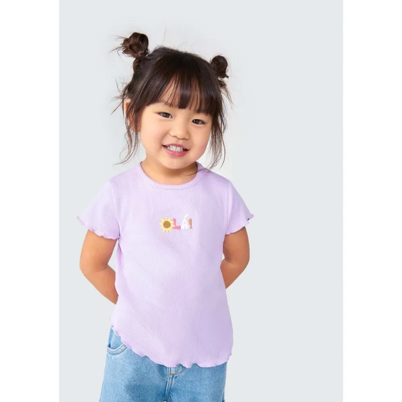 Blusa Infantil Menina Toddler Com Bordado - Roxo 004